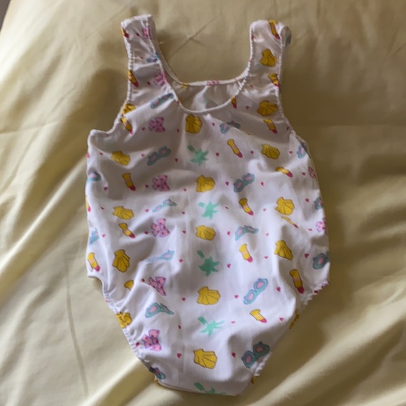 18-24M Infant/Toddler Swimsuit, Vintage, Wh/PkTeal - Picture 2 of 7